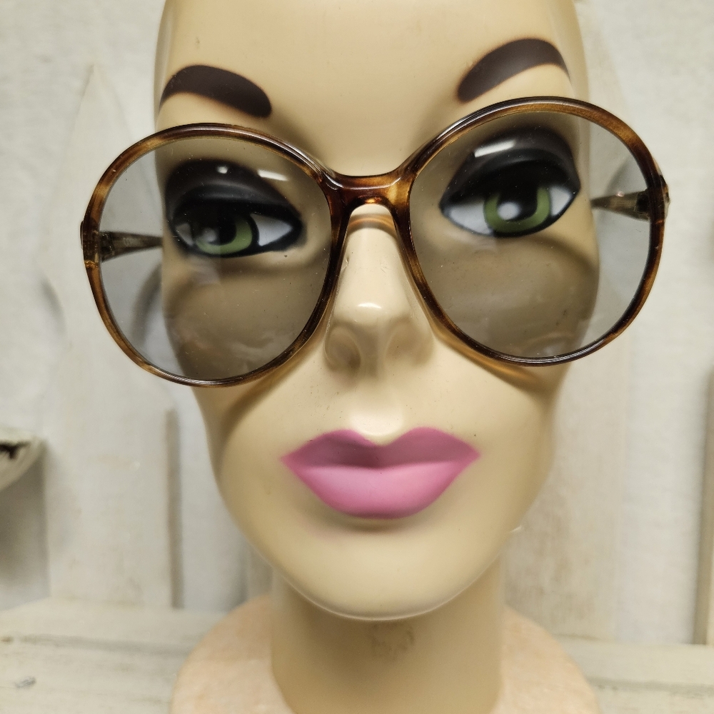 Vintage Oversized Round 70's Corning  Faux Tortoise Shell Eyeglasses 2023M Korea - Picture 2 of 10